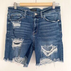 Judy Blue Woman Blue Denim Distressed Cutoffs Shorts Size L